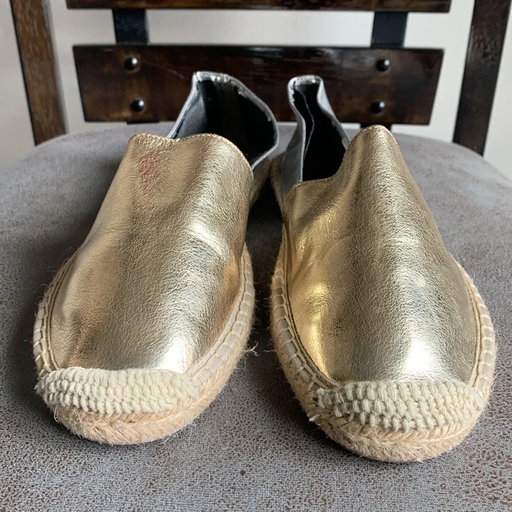 Rebecca Minkoff Gavin Gold Silver Espadrilles Sz 6.5